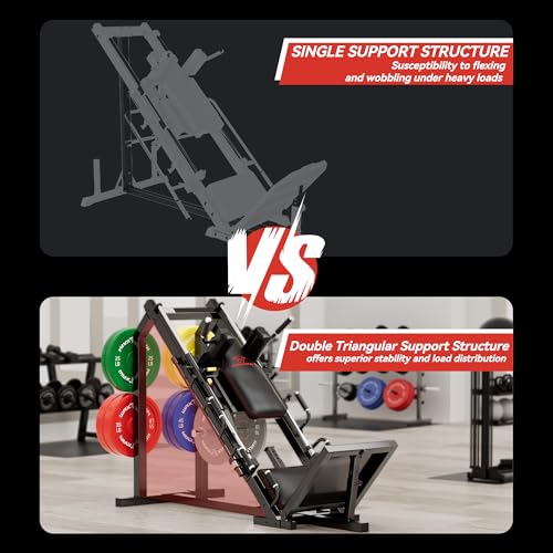 Waxman Leg Press Hack Squat Machine Combo, 2-in-1Leg Exercise Machine with Linear Bearing, Special for Lower Body with Weight Storage for Quads, Hamstring