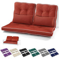 Chunful Set of 5 Outdoor Bench Cushions Set 44 x 19 Inch Tufted Waterproof Patio Furniture Seat Pad with Throw Pillows Loveseat Cushion for Square Settee Indoor Sofa Wicker Couch(Wine Red) - color: Wine Red
