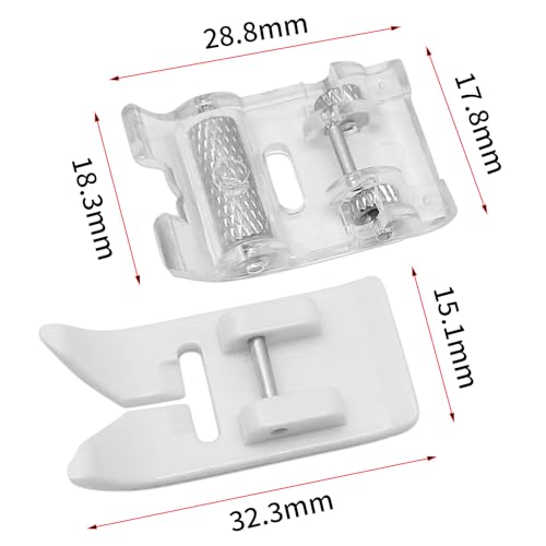 Roller Sewing Machine Feet & Non-Stick Zigzag Teflon Presser Foot Fits for All Low Shank Snap-On Singer, Janome, Simplicity, Brother, Babylock and More Sewing Machines