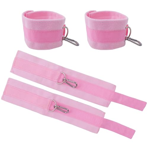 Spreader Bar Heavy Duty Stainless Steel Expandable Bar Home Gym with 4pcs Furry Crocodile Adjustable Strap,Sports Aid Training Pilates Aid Kit,Indoor Yoga Set - style: Pink+Pink Kit