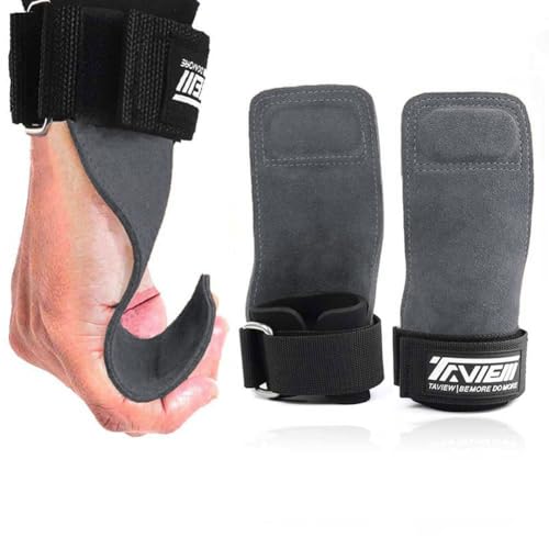 TAVIEW Wrist Straps for Weightlifting for Maximum Grip Support - Lifting Deadlift Strap & Weight Lifting Grips Gloves for Working Out Pull Up Deadlifting & Shrugs - color: Grey（1 Pair)