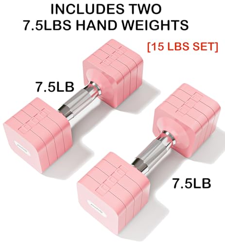 Adjustable Dumbbell Set for Women Men 7.5LB/10LB/15LB/20LB/25LB Pair | Stable Free Weight Hand Weights with Metal Handle for Home Gym Fitness Rehab Pilates Yoga Strength Training Equipments - color: Pink, size: 7.5LB SINGLE