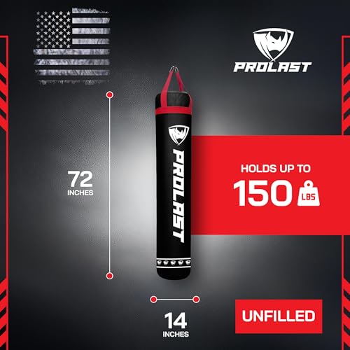 Heavy Punching Kicking Bag for Adults, Boxing, MMA, Martial Arts, Muay Thai, Strength Training Equipment, Filled/Unfilled, 6ft, 150 lbs, Special Edition Logo - color: Black / Red, size: Unfilled