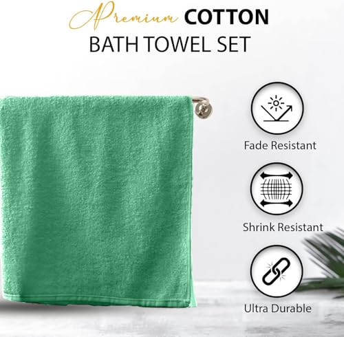 KAHAF COLLECTION 100% Cotton Bath Towels, 24x48 Pack of 6 Towels, Quick Dry, Highly Absorbent, Soft Feel Towel, Gym, Spa, Bathroom, Shower, Pool, Luxury Soft Towels (Light Green, 24x48-6 Pack) - color: Light Green, size: 24x48 - 6 Pack