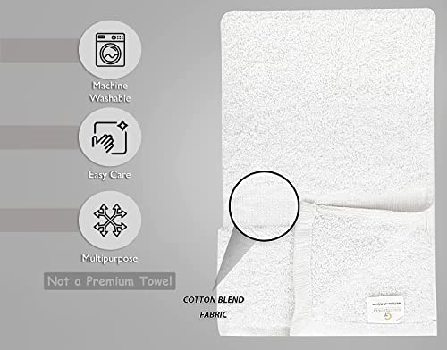 GOLD TEXTILES 36 Pack White Small Bath Towels 20x40 Inches - Cotton Blend Economy Cheap Bulk Bath Towels for Commercial Uses, Gym, Salon, Spa & Hair- Lightweight Quick Drying (36 White) - size: 36 Pack Economy Grade