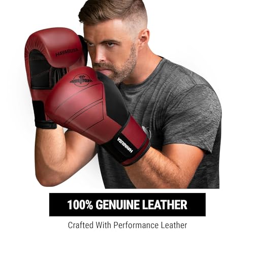 Hayabusa S4 Leather Boxing Gloves for Women & Men - color: Red, size: 16 oz