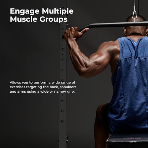 Sunny Health & Fitness Power Cage Squat Rack Attachments for Home Gym | Strength Training, Expanded Workout Variety, Durable Construction, Secure Fit, Quick Installation, Versatile Exercise Support - style: LAT Bar
