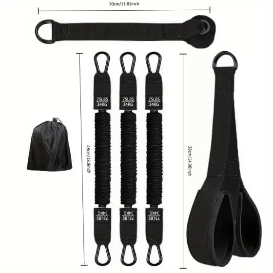 5-Piece Heavy Duty Latex Resistance Bands Set, 225lbs Total Capacity - Adjustable Home Gym Equipment with Handle, Door Anchor for Full Body Workout