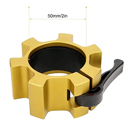 Metal Olympic Barbell Clamps 2inch Heavy Duty Exercise Collars,Weight Clips for 2" Barbell,Quick Release Weight Clamps for Weightlifting, Olympic Lifts Strength Fitness Training 1 Pair - color: Gold