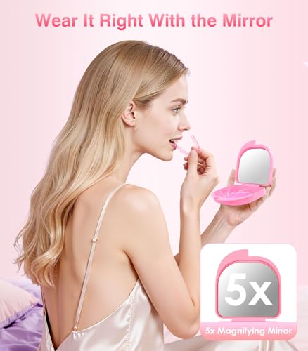 Anti Grinding Guard, Mouth Guard for Grinding Teeth at Night,Mouth Guard for Sleeping,Transparent Pink, 4 Pack/2 Size, Night Guards with 2 x 5X Mirror Case - size: 2 Sizes (4 Pack)