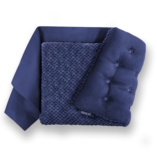 UNCN Wide Microwave Heating Pad with Washable Cover 9.5 x 16in Microwavable Hot Pad for Neck Shoulder, Cramps, Back Cordless Warm Compress Weighted Moist Heat Pack for Aches, Unscented - color: Navy Blue