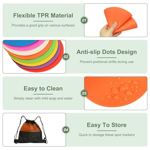 Spot Markers, Poly Spot Marker for Agility Training Floor Dots Non Slip Flat Field Cones - color: Orange, size: 30 cm/11.8inch