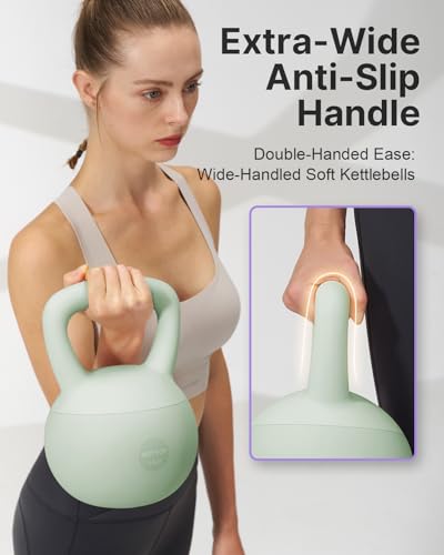 YOTTOY Soft Kettlebell,Kettlebell Anti-Slip Grip Weight for Home Workouts, Kettlebells Set Strength and Safety Guaranteed - color: Green, size: 25 Pounds