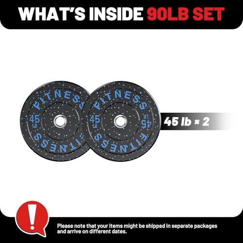2" Bumper Plates Set Olympic Weight Plates for Barbell Strength Training | Papababe 2Inch Weights Plates Set, Floor Protective Plates, 20-600lbs Rubber Bumper Plates for Weightlifting, Bench Press - size: 45 LB PAIR, style: High Bounce