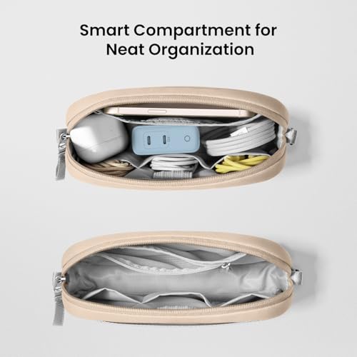 tomtoc Electronics Organizer Travel Case, Water Resistant Travel Bag Cable Organizer for Essentials, Tech Pouch Accessories Carry Storage for Cord, Phone, Cables, Airpods, USB Flash Drive, Daily Items - color: Natural Sand, size: Small