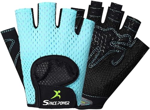 spacepower Workout Gloves - Lightweight Breathable Gym Gloves for Women & Men's Exercise - color: Blue, size: Small