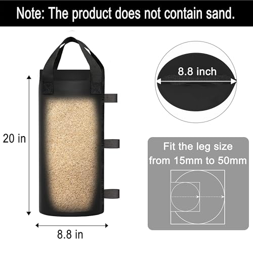 Canopy Weights Sand Bags for Weight Windproof Pop up Canopy Tent -(No Sand)-4 Pack-125LBS - color: Black(4 Pack)