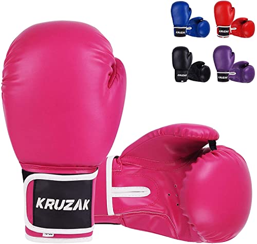 Kruzak Boxing Gloves for Men & Women, Sparring & Kickboxing Gloves, Muay Thai & MMA Gloves, 8-16 oz - color: Pink, size: 14 oz