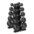 HANDBODE Hex Dumbbell Set with Vertical Storage Rack, 100–550 lb | Non-Slip Handle Design for Secure Grip, Rubber Encased Dumbbells, Hand Weights for Strength Training and Home Gym - style: 180 lb (5, 10, 15, 25, 35 lb) X 2 & Rack