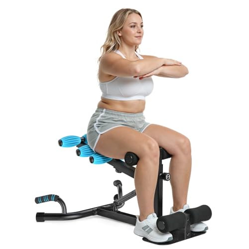 MERACH Deep Squat Machine for Women, Adjustable Glutes Trainer Machine, Core & Leg Exercise, Push Up Board Workout Equipment at Home Gym - color: Black&Blue, size: X-Large