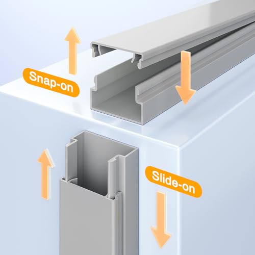 Delamu Grey Cord Hider, 157in Cord Covers for 2-3 Wires on Wall, TV Cable Hider Wall, Wire Covers for Cords on Wall, Cable Raceway Cover Wire Hider Management, TV Cord Hider Wall, W0.95 H0.55in, Grey - color: Grey, size: 157in L x 0.95in W x 0.55in H