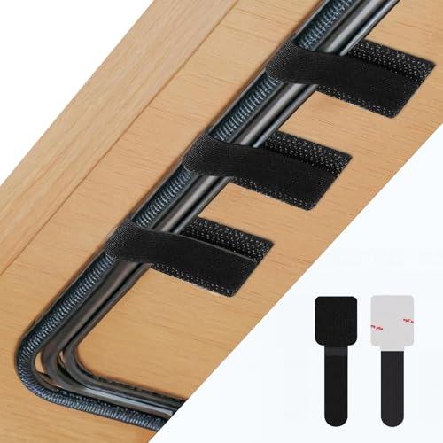 Abnii 50 PCS Hook and Loop Cable Ties, Under Desk Cable Management, Black | Self Adhesive Cable Tidy Clips Straps, Sticky-Back Cord Organizer, Wire Organizer for TV PC Laptop Ethernet Desktop - color: Black