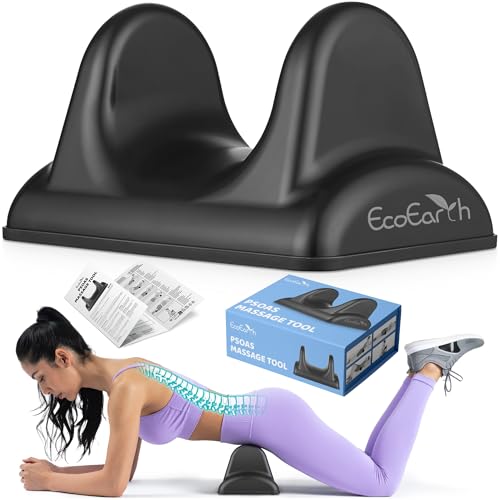 EcoEarth Psoas Release Massage Tool - Black - Deep Tissue Hip Flexor Massager with Anti Slip Base - Myofascial Massage Tool for Lower Back & Psoas Muscles - Trigger Point Massager - style: Anti Slip Base