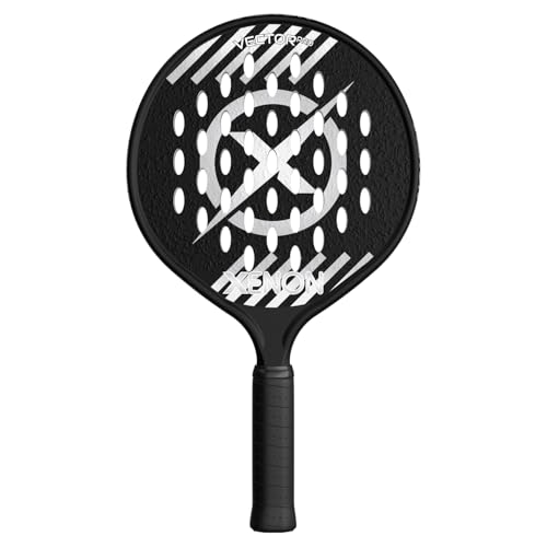 Vector Pro Spin Max Version 2 Platform Tennis Paddle by Xenon Paddle, Oversize Head, Even Balance Point, Medium Firmness Foam Core, Power and Control, 4.25” Grip, Black