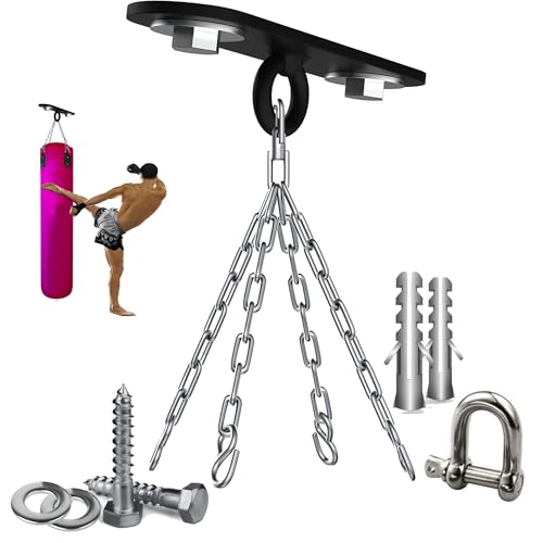 360 Rotation Heavy Bag Chain, Punching Bag Hanger with Stainless Steel Swivel Chain and 4 Snap Hooks, Mount for Hammock, Gym Swing, Yoga Swing, Trapeze - size: Bracket + Swivel Chain 360°