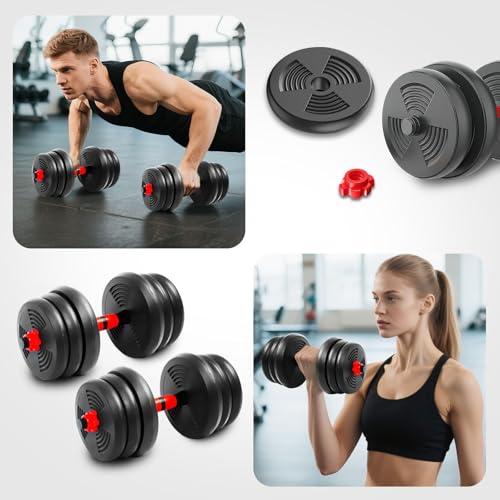 Adjustable Dumbbell Set, 5-44 lbs Free Weight Set with Connector, Convertible Dumbbell, Barbell, Push-up, Home Gym Fitness Weight for Men Women - color: FAN-44POUNDS