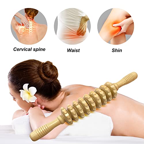 2Pcs Manual Massager Wooden Roller Trigger Point Massager Stick for Fascia, Cellulite, Muscle & Abdomen, Body Therapy Massager, Muscle Belly Relief Tool - color: Wood+coffee