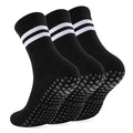loudashuaiqi Grip Pilates Socks Non Slip Athletic Yoga Socks with Grips for Women Grippy socks for Hospital Workout Barre - style: 3pair Black