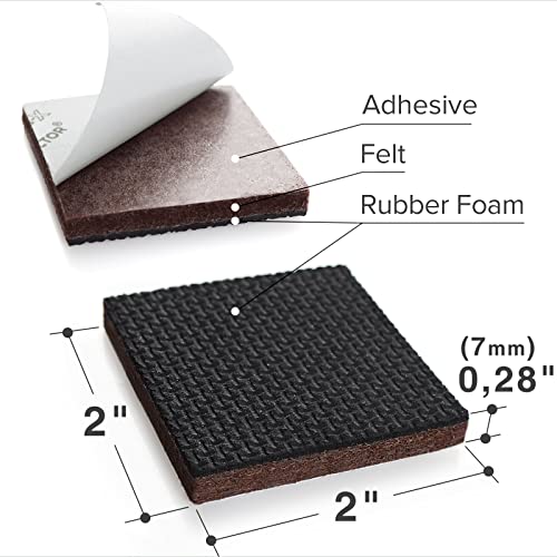 X-PROTECTOR Non Slip Furniture Pads - 16 Premium Furniture Grippers 2"! | Self-Adhesive Rubber Feet Furniture Feet - Ideal Non Skid Furniture Pad Floor Protectors - Keep Furniture in Place! - size: 16 Square 2"