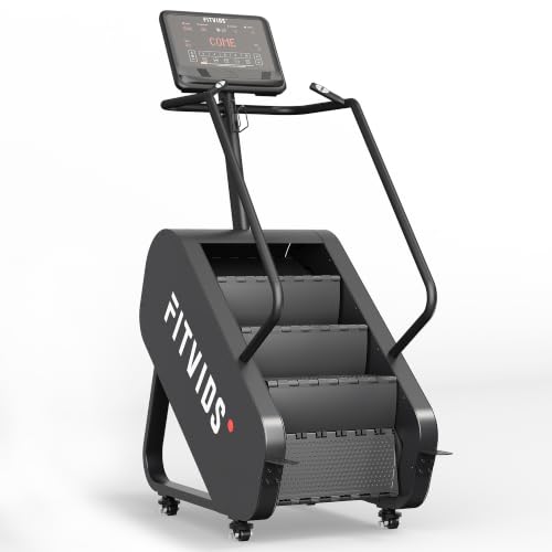 Fitvids Stair Stepper Machine, Commercial Grade Stair Climber with 15 Resistance Levels, Continuous Stair Stepping Machine for Cardio and Lower Body Workouts, LED Screen, Exercise Machine for Home Gym - color: Dark-Pro