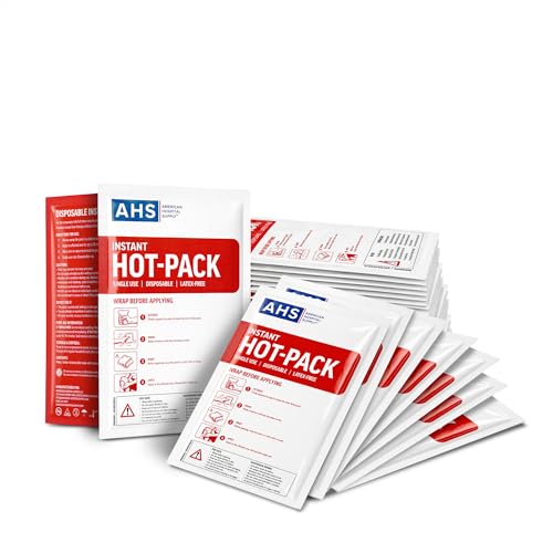 American Hospital Supply Instant Hot Pack 6" x 9", Single-Use Fast Heat Therapy for Pain Relief, Portable Hot Compress - Case of 24 - size: Case of 24