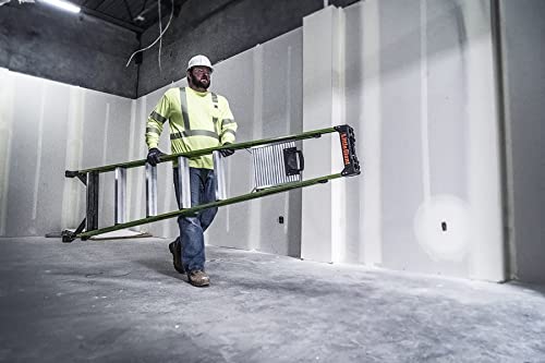 Little Giant Ladders, MightyLite 2.0, 8' Stepladder with Ground Cue, Fiberglass, Type IAA, 375 lbs Weight Rating, (15408-001), Green - size: 8 Ft.