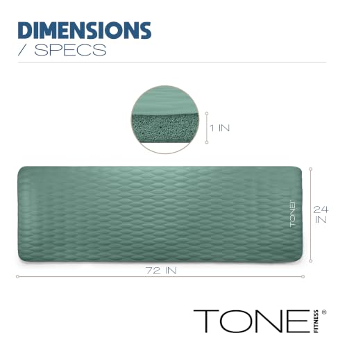 Tone Fitness 1-Inch Thick Yoga Mat | High-Density, Non-slip Exercise Mat with Carrying Strap for Yoga, Pilates, & Home Gym Workouts | Multiple Options - color: Teal, style: Mesh