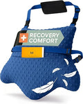 MOYOAMA Hysterectomy Pillow Post Surgery – Form-Fit Support Shield with Secure Straps, 2 Pockets, & Cozy Muff – After Hysterectomy Recovery Must-Haves, Post-Op C-Section Pillow Post Surgery Gifts - color: Denim Blue