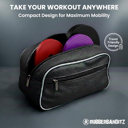 Rubberbanditz Combo Pull Up Assist Bands | Heavy Duty Resistance Exercise Bands for Powerlifting, Mobility, and Stretching | Resistance Bands for Working Out - color: Red, Black, and Purple, size: Pack of 3