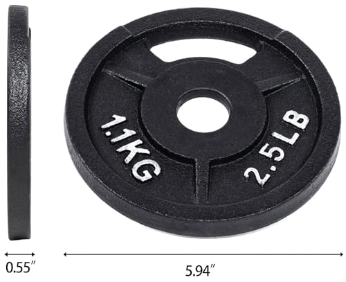 Fitvids 2-Inch Olympic and 1-Inch Standard Cast Iron Weight Plate for Strength Training & Weightlifting, Multiple Weights Available - color: Standard (1-Inch Center), style: 2.5LB Set of 4