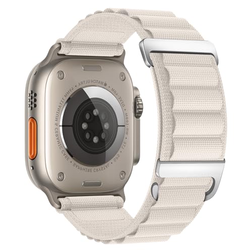 Alpine Loop Compatible with Apple Watch 3 Band 49mm 46mm 45mm 44mm 42mm 41mm 40mm 38mm Men Women, Nylon Sport Loop for Apple Watch Ultra 2/1 iWatch Series 11 10 9 8 7 6 5 4 3 2 1 SE - color: Starlight