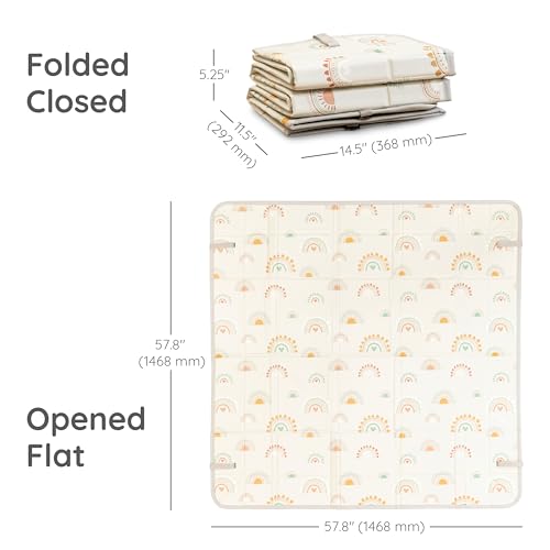 Infantino Foldable Foam Play Mat Reversible 57x57 in, Rainbows | Reversible design with two sides to play, Lightweight & portable, Water-resistant & wipeable, Folds flat for easy storage - style: Rainbows