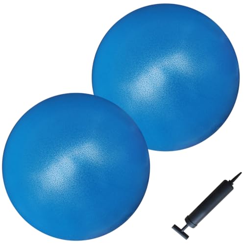 AppleRound Exercise Ball with Pump, 9-Inch Small for Pilates, Yoga, Core Stability - Choose: [Pack of 1 Ball + 1 Pump] or [Pack of 2 Balls + 1 Pump] - color: Blue x2