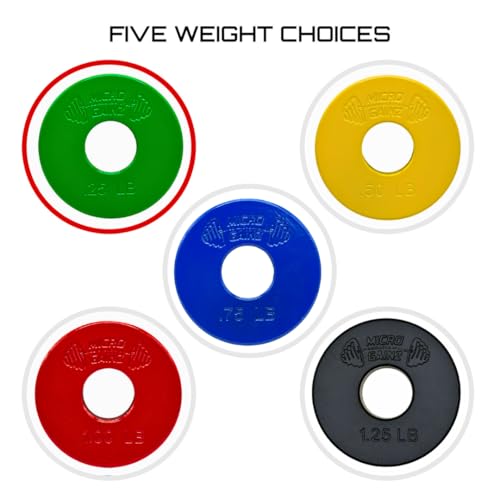 Micro Gainz Standard 1-Inch Center Hole Fractional Weight Plates Set of 2 Plates, Choose Set (.25LB-1.25LB), Designed for Standard 1-inch Barbells & Dumbbells, Made In USA - color: Green .25LB