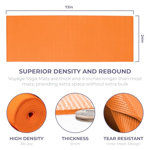 Voyage 5mm Studio Yoga Mats, 6 Pack, 72x24in - color: Orange