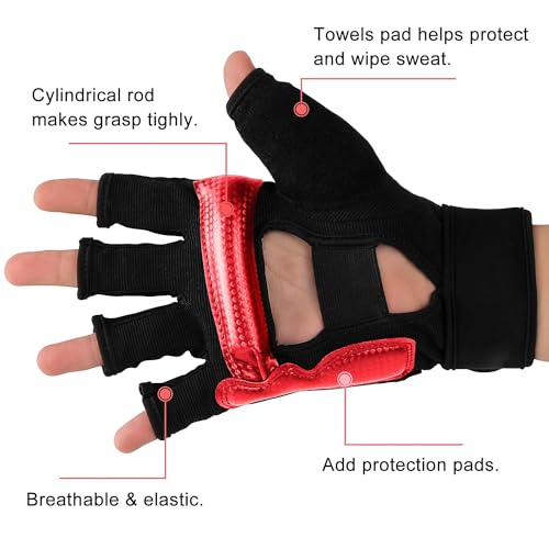 FitsT4 Sports Half Mitts MMA UFC Training Boxing Punch Bag Martial Arts Gloves - color: Red, size: Small