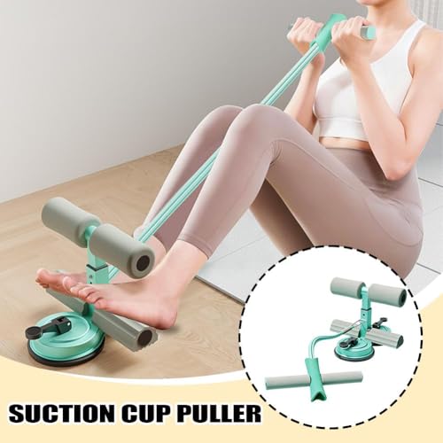 Sit Up Bar with Dual Suction Cups, 3-Level Adjustable Height Ab Workout Equipment for Home Gym, Double-Layer NBR Foam Pad for Foot Holder, Portable Core Strength Trainer for Men Women - color: Blue