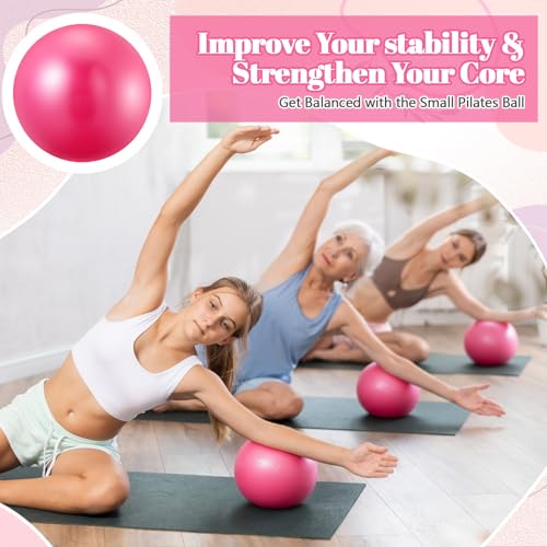 Sotiff 20 Pcs 9 Inch Pilates Ball Bulk Exercise Pilates Ball Mini Yoga Balls Therapy Core for Stability Barre Training Stretching Physical Posture Training Gym Workout with Inflation Tube - color: Pink