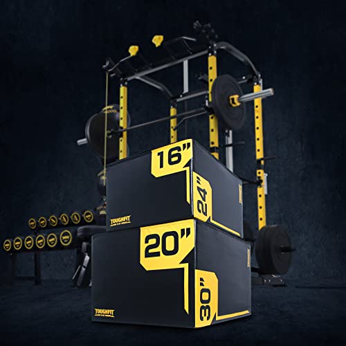 ToughFit Plyo Box - 3 in 1 Foam Plyometric Box - Jump Box for MMA, Crossfit - Adjustment Height Plyometric Jump Box for Home Gym - PVC Cover Platform & High-Density Workout Box - style: Large - 30"x24"x20"