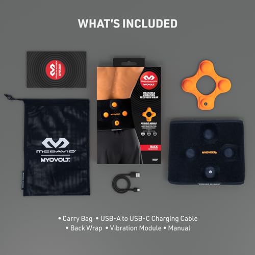 McDavid Myovolt Vibration Compression Back Wrap, Helps Reduce Pain, Stiffness, Soreness & Aid Muscle Recovery, Delivers Targeted Deep Tissue Treatment